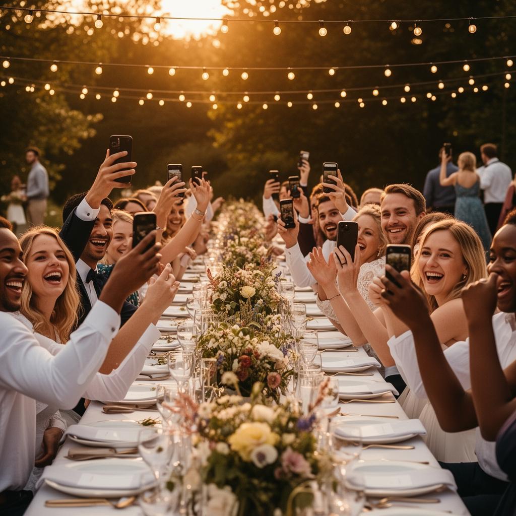 Guests capturing moments at celebration
