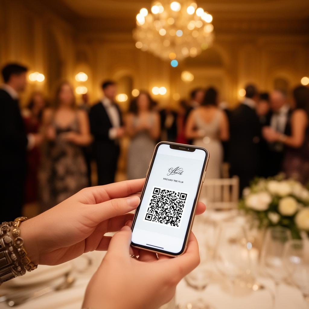 Guest scanning QR code at event